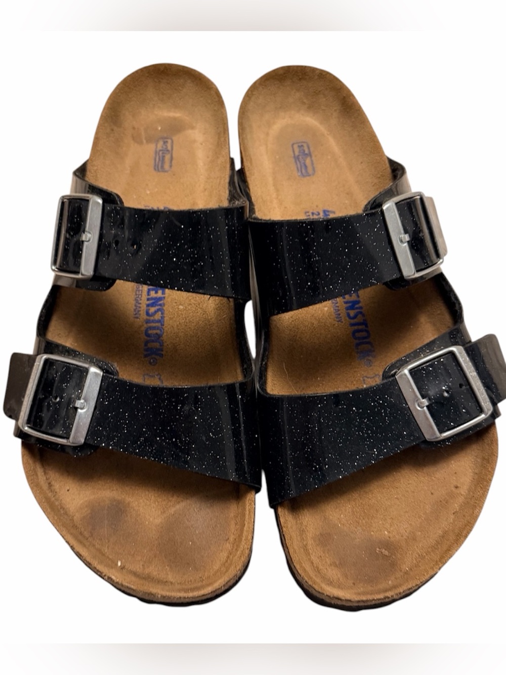 Birkenstock Black Sparkle Two-Buckle Sandals